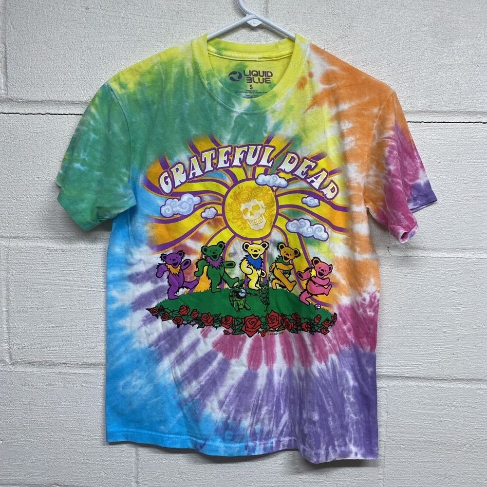 Liquid Blue Grateful Dead 2021 Tie Dye Short Sleeve Shirt Size Small Band